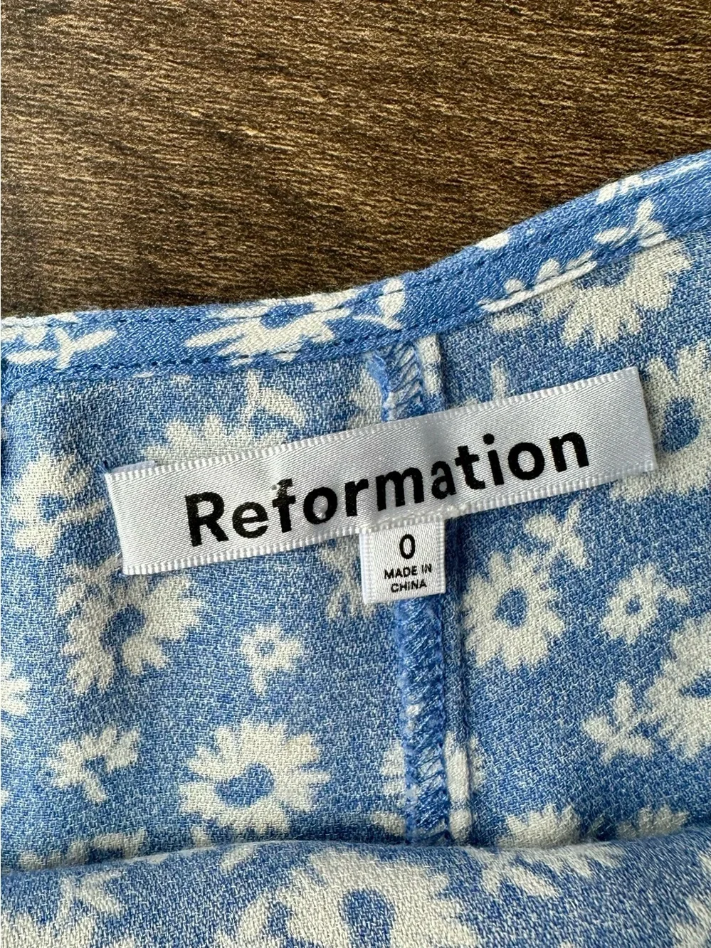 Reformation Zoe Midi Skirt Blue Daisy Floral Side Slit Crepe - Women’s Size 0